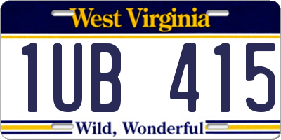 WV license plate 1UB415