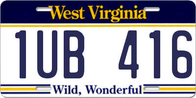 WV license plate 1UB416