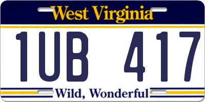 WV license plate 1UB417