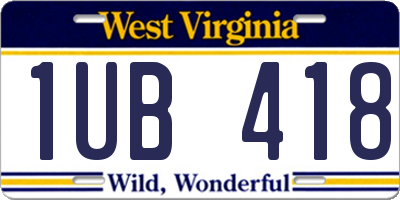 WV license plate 1UB418