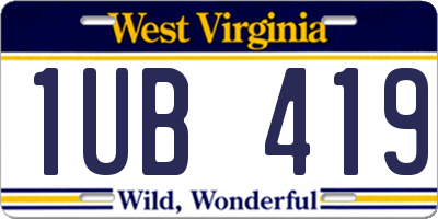 WV license plate 1UB419