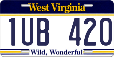 WV license plate 1UB420