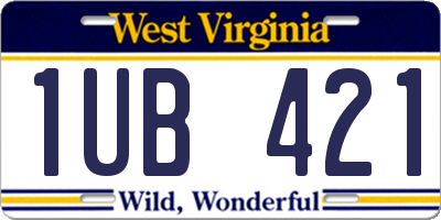 WV license plate 1UB421