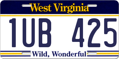 WV license plate 1UB425