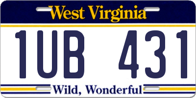 WV license plate 1UB431