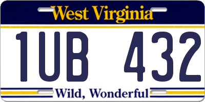 WV license plate 1UB432