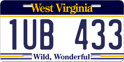 WV license plate 1UB433
