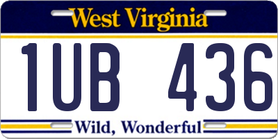 WV license plate 1UB436