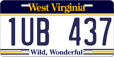 WV license plate 1UB437