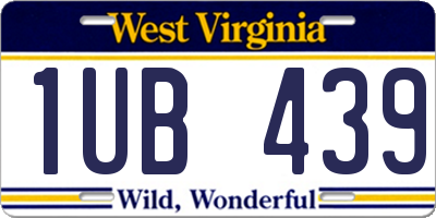 WV license plate 1UB439