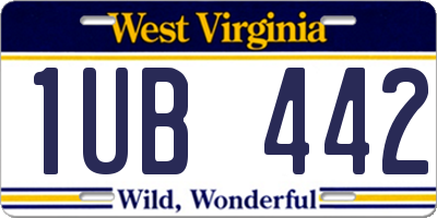 WV license plate 1UB442