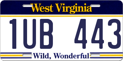 WV license plate 1UB443