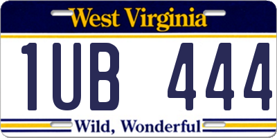 WV license plate 1UB444