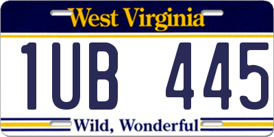 WV license plate 1UB445