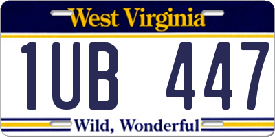 WV license plate 1UB447