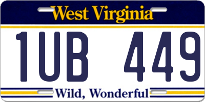 WV license plate 1UB449