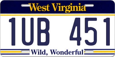 WV license plate 1UB451
