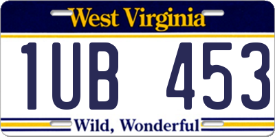 WV license plate 1UB453