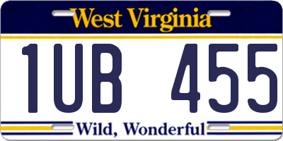 WV license plate 1UB455