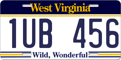 WV license plate 1UB456
