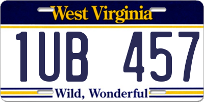 WV license plate 1UB457