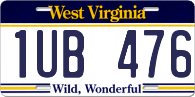 WV license plate 1UB476