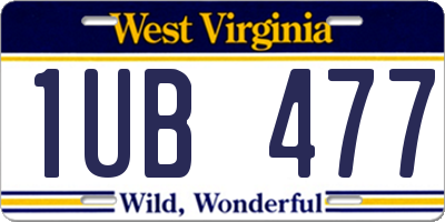 WV license plate 1UB477