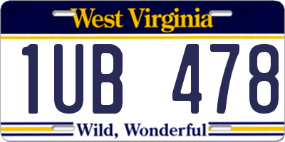 WV license plate 1UB478