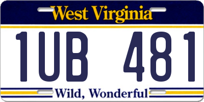 WV license plate 1UB481