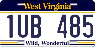WV license plate 1UB485