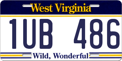 WV license plate 1UB486