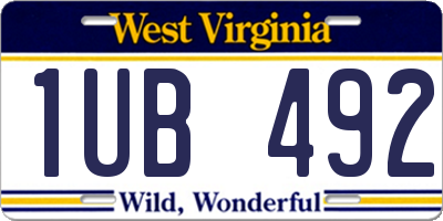 WV license plate 1UB492