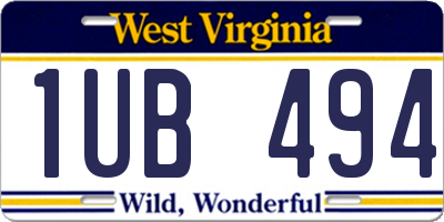WV license plate 1UB494