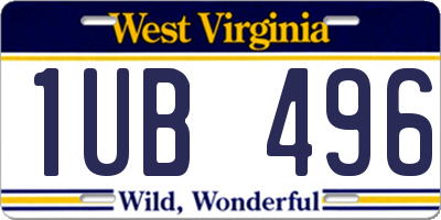 WV license plate 1UB496