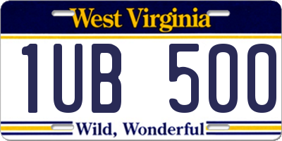 WV license plate 1UB500