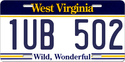 WV license plate 1UB502