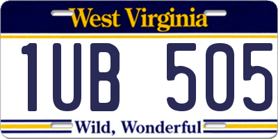 WV license plate 1UB505