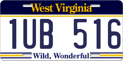 WV license plate 1UB516