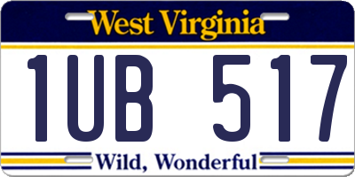 WV license plate 1UB517