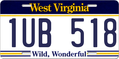 WV license plate 1UB518