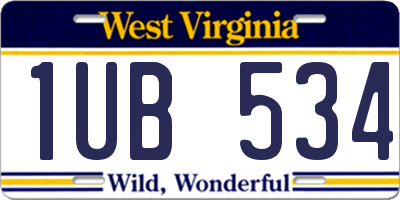 WV license plate 1UB534