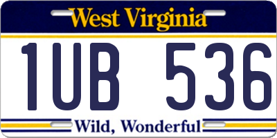 WV license plate 1UB536