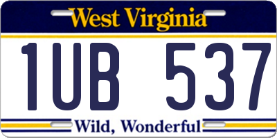 WV license plate 1UB537