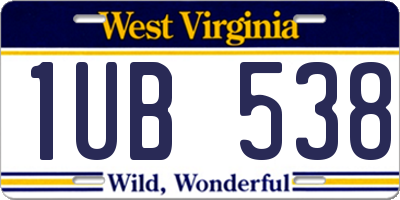 WV license plate 1UB538
