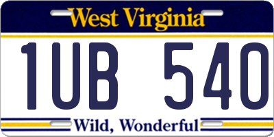 WV license plate 1UB540