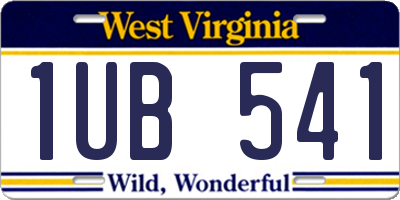 WV license plate 1UB541