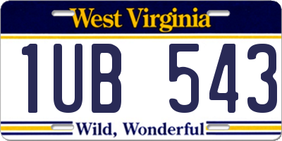 WV license plate 1UB543