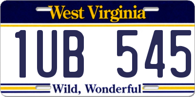 WV license plate 1UB545