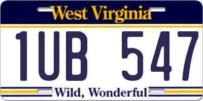 WV license plate 1UB547