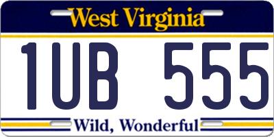 WV license plate 1UB555